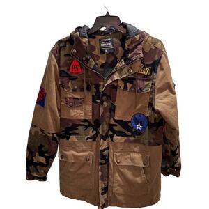 Parish Nation Camo Streetwear Jacket Men's XL Health Wealth Wisdom Patches Y2K